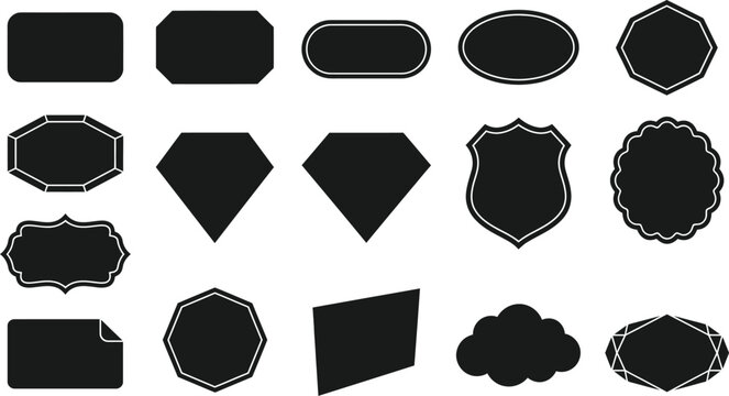 Vintage Blank Black Labels Set Vector Badge Geometric Frames Collection