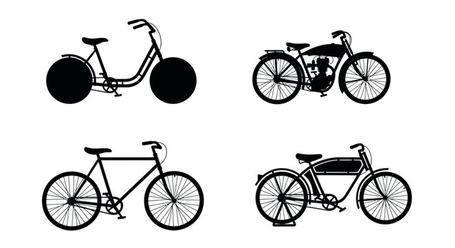 Antique and vintage bicycle frame silhouettes