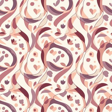 Seamless Valentine's Abstract Ribbon Pattern with Soft Romantic Shapes