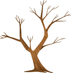 Fototapeta premium Stylized Leafless Brown Tree Illustration for Autumn or Halloween Design Projects