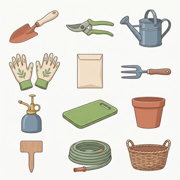 Spring Gardening Tools and Plant Care Collection for Seasonal Outdoor Activities