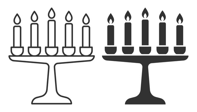 menorah candle holder icon set vector illustration on transparent background