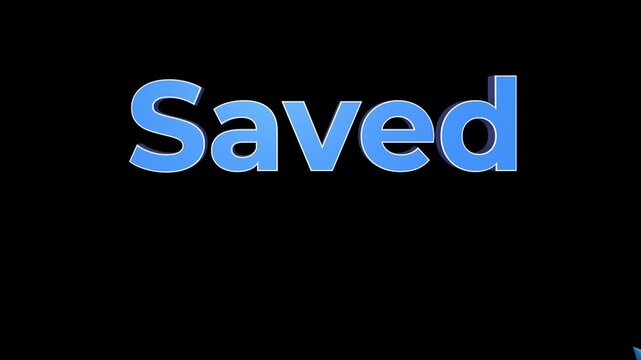 3D Save to Saved Button Animation with Blue Mouse Cursor Pointer, Click Interaction Graphic for User Interface and Video Editing