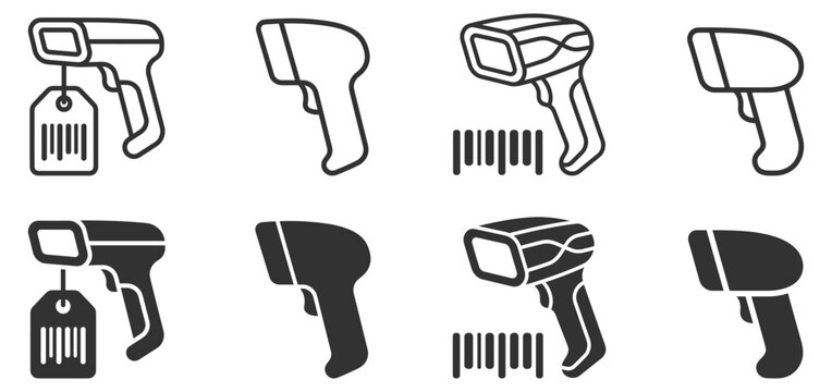 barcode scanner icon set vector illustration on transparent background