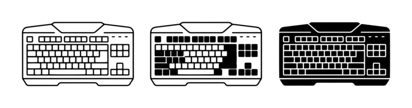 Gaming Keyboard Icons, Computer Input Devices, Technology Set