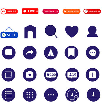Web icon set. Website set icon vector. with social icon