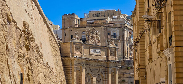 Victoria Gate, situated between the Marina Curtain and St. Barbara Bastion, Valletta, Malta