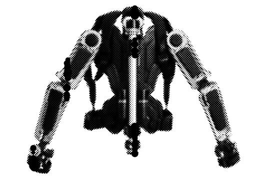 Robot exoskeleton robotic suit in futuristic technology bionic of mechanical armor cybernetic frame wearable cyber power strength isolated