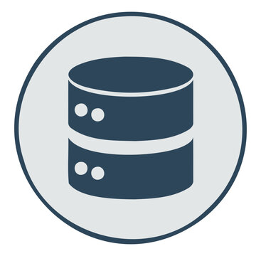 Database Icon, Cylindrical Data Storage Symbol, Vector Illustration, Data Management Concept