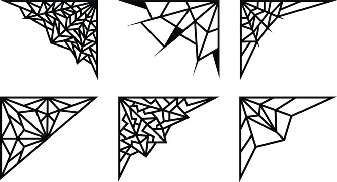 Six Triangular Geometric Vector Patterns with Abstract Polygon Mesh Designs for Modern Art Projects