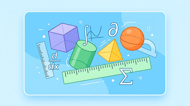 Geometric Shapes and Calculus Symbols Representing Mathematical Concepts for Education and Learning