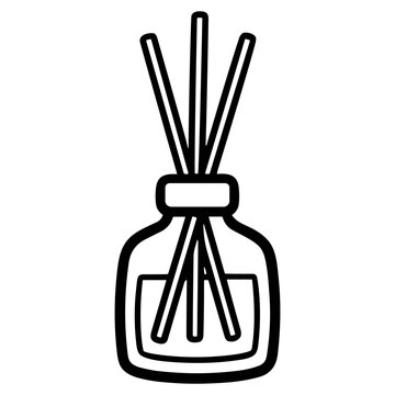 reed diffuser bottle with sticks line icon on transparent background