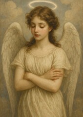 Fototapeta premium Serene angelic figure with wings.