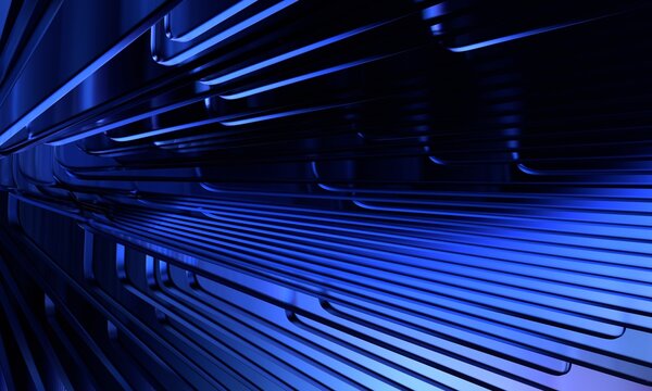 Futuristic glass structure on black background, 3d render	