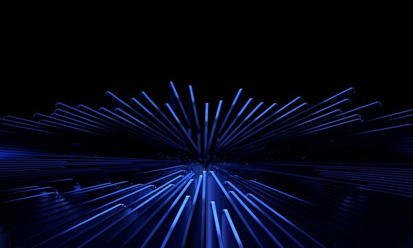 Abstract dark background, futuristic glass structure, 3d render