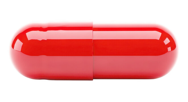 Sleek red capsule pill with glossy finish