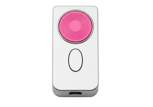 Minimalist pink flower button with circular arrow icon