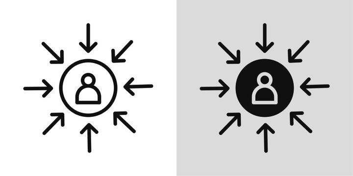 Centric consumer icon representing customer-focused business strategies, user needs, customer experience, and consumer-centered services.