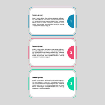 Three step vertical infographic template with numbered banners