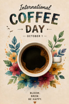 International Coffee Day illustration with mug