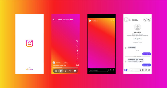 Instagram 2026 mockup interface. Instagram new update template. New Instagram social media features design 2026