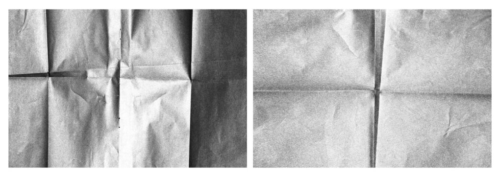 white paper wrinkled poster template ,blank glued creased paper sheet mockup. white poster mockup on wall. empty paper mockup. clipping path