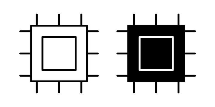 CPU icon line logos kit