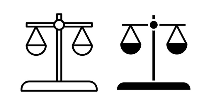 Balance scale icon line logos kit