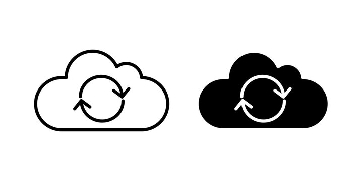 Cloud sync icon line logos kit