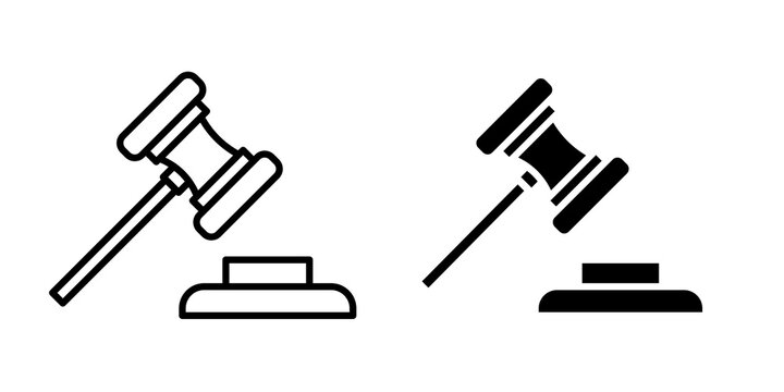Judge gavel icon line logos kit
