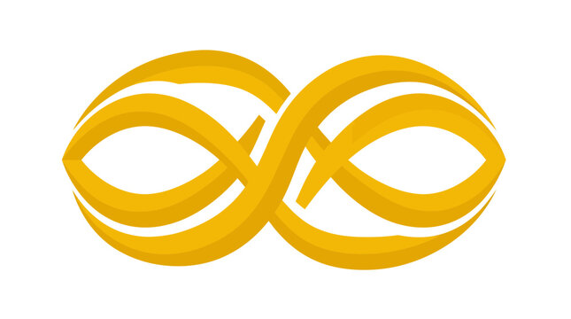 A golden intertwined double loop symbol resembling an infinity sign, rendered with a glossy, metallic effect on a clean white background.