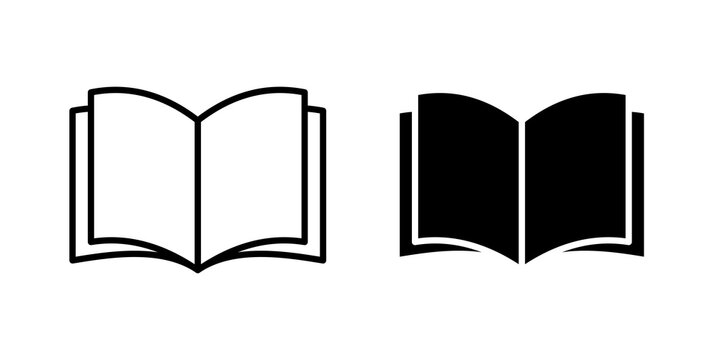Open textbook icon line logos kit
