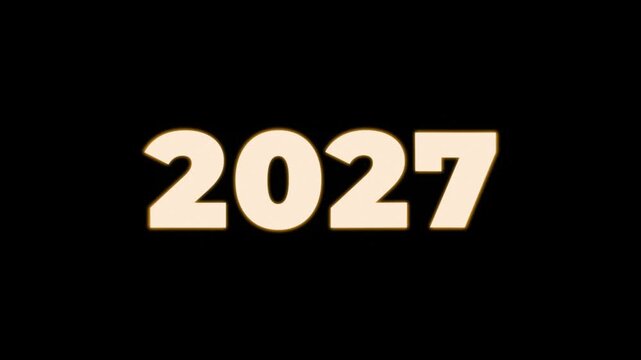 Bold cream 2027 numbers on solid black backdrop for new year design