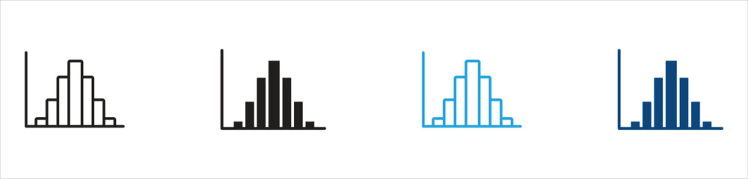 Shaped Histogram and Bar Chart Icon Set, Representing Data Analysis, Statistics, Analytics, Reports, Performance, Comparison, Measurement, and Business, Vector Illustration