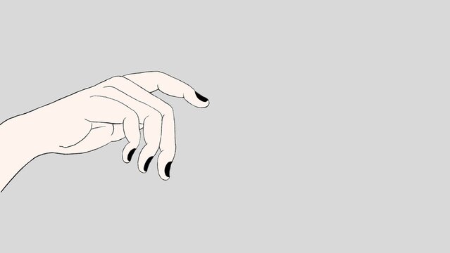 beautiful hand expression, hand illustration, 
Delicate line-art of a hand, fingertips in a Buddhist mudra-like prayer gesture, serene meditative atmosphere, imbued with the tranquility of a statue.