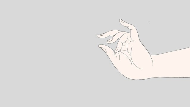 beautiful hand expression, hand illustration, 
Delicate line-art of a hand, fingertips in a Buddhist mudra-like prayer gesture, serene meditative atmosphere, imbued with the tranquility of a statue.