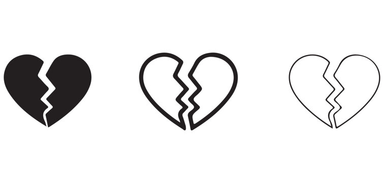 Broken Heart Vector Icon Silhouette vector illustrator eps10