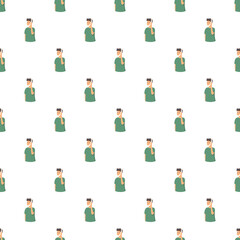Fototapeta premium Man experiencing tooth pain covering his cheek, repeated as a seamless pattern