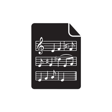 Detailed sheet music page with musical notes and staff lines vector design