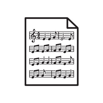 Vintage sheet music page with musical notes and melody symbols vector illustration