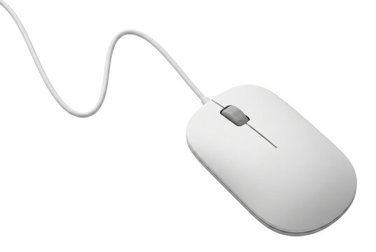 Modern White Wired Computer Mouse with Sleek Design