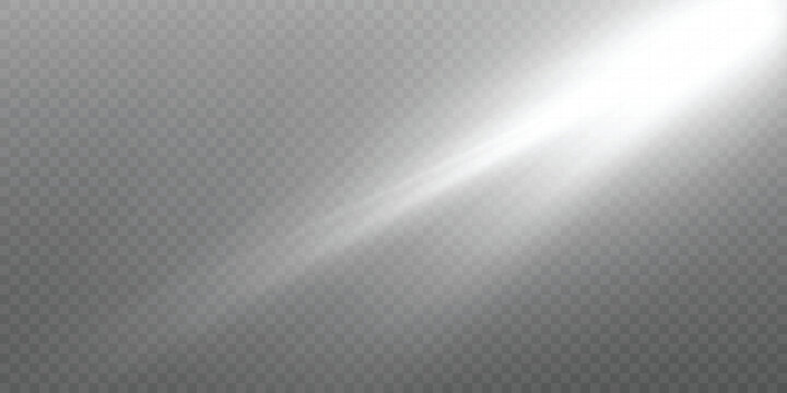 Soft White Light Beam and Glow Effect Isolated on Transparent Background