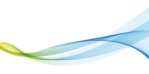 Obraz premium Smooth abstract blue flowing wave with transparent gradient lines on white background, modern design