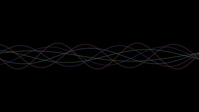 Abstract rainbow spectrum wave lines oscillating in a harmonic ensemble with alpha channel