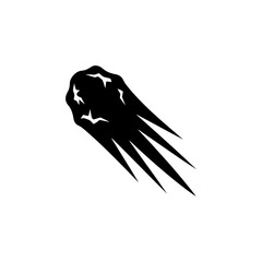 Meteorite Vector Icon, Falling Space Rock Silhouette, Cosmic Impact Graphic Element © black man