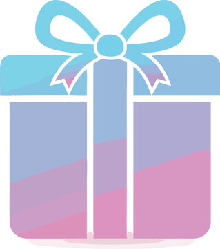 Wrapped gift box icon illustration with pastel blue and pink colors
