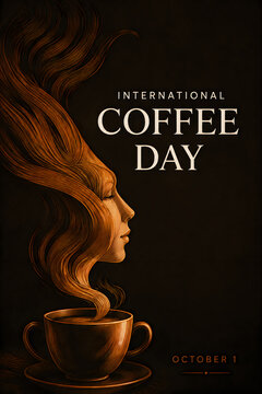 International Coffee Day artistic silhouette with cup