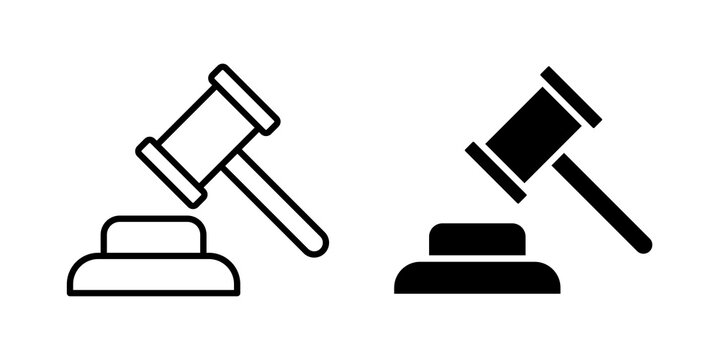 law gavel icon simple symbols bundle