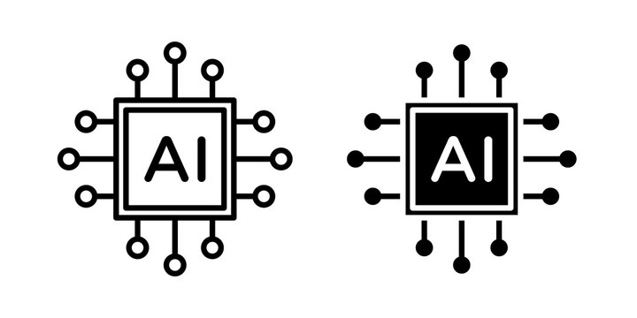 Artificial intelligence icon simple symbols bundle