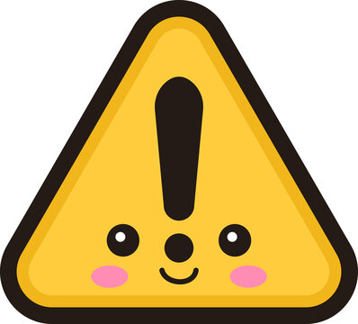 Cute Kawaii Warning Sign Illustration